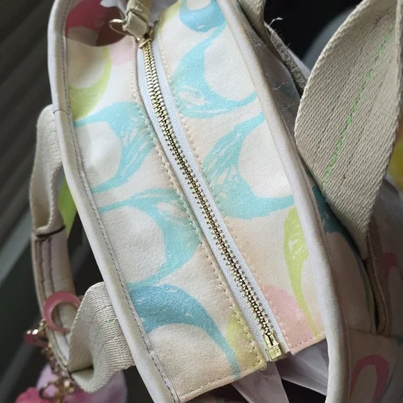 Coach  Scribble Multicolor Canvas Tote 2 Hangtags+ Pursecharm - Picture 11 of 16